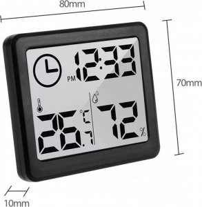 GreenBlue Termometr/higrometr z funkcją zegara GB384B Czarny 7