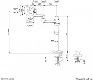 Neomounts Uchwyt biurkowy na monitor 17" - 27" (DS60-425BL1) 19