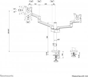 Neomounts Uchwyt biurkowy na 2 monitory 17" - 27" (DS60-425WH2) 20
