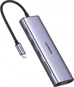 HUB USB Ugreen Adapter 10w1 CM498 Hub USB do 3x USB-A 3.0, HDMI, VGA, RJ45, SD/TF, AUX3.5mm, PD Converter 2
