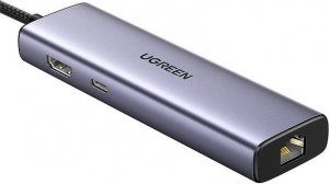 HUB USB Ugreen CM512 1x RJ-45 1x USB-C PD 1x HDMI  + 3x USB-A 3.0 (15598) 3