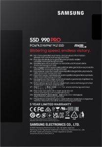 Dysk SSD Samsung 990 PRO 4TB M.2 2280 PCI-E x4 Gen4 NVMe (MZ-V9P4T0BW) 6