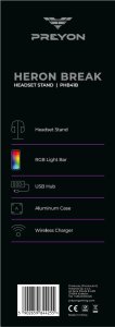 PREYON Stojak na słuchawki Heron Beak RGB, ładowarka, hub USB (PHB41B) 7