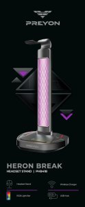 PREYON Stojak na słuchawki Heron Beak RGB, ładowarka, hub USB (PHB41B) 8