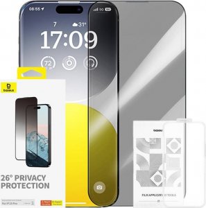 Baseus Szkło hartowane prywatyzujące Baseus Diamond iPhone 15 Pro 1