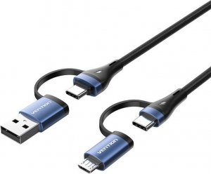 Kabel USB Vention USB-A + USB-C - microUSB + USB-C 2 m Czarny (CTLLH) 3