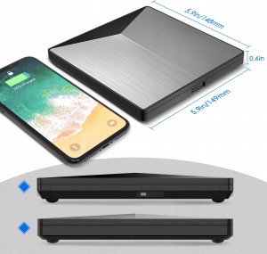 Odtwarzacz DVD Zenwire Zewnętrzny Napęd Przenośny ODTWARZACZ PŁYT DVD CD RW 2w1 USB 3.0 oraz USB-C 3.1 do laptopa i komputera NAGRYWARKA ALUMINIOWY 4