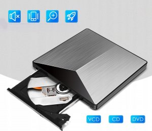 Odtwarzacz DVD Zenwire Zewnętrzny Napęd Przenośny ODTWARZACZ PŁYT DVD CD RW 2w1 USB 3.0 oraz USB-C 3.1 do laptopa i komputera NAGRYWARKA ALUMINIOWY 5