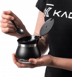 Kadax Cukiernica Cukierniczka Z Łyżeczką Pokrywką Czarna 2