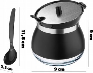 Kadax Cukiernica Cukierniczka Z Łyżeczką Pokrywką Czarna 3