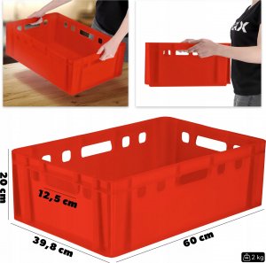 Kadax KADAX Pojemnik na mięso EURO2 40L HDPE czerwony 2