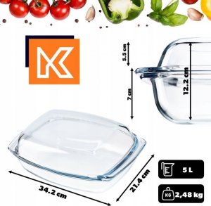 Kadax Kadax Naczynie Żaroodporne z Pokrywką 5L Szklane 3