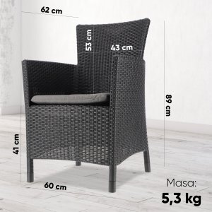 Kadax Allibert Fotel Ogrodowy Z Poduszką Krzesło Rattan 3