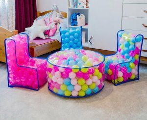 Kadax Krzesełko Fotelik Dla Dzieci Piłki Niebieskie 56cm 4