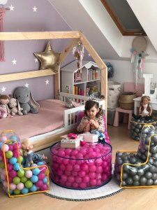 Kadax Krzesełko Fotelik Dla Dzieci Piłki Różowe 56cm 11