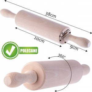 Kadax Wałek Drewniany Ruchomy Do Ciasta Pizzy 38 cm 3
