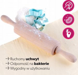 Kadax Wałek Drewniany Ruchomy Do Ciasta Pizzy 38 cm 4