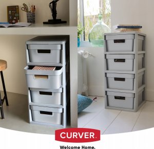 Kadax Curver Regał Komoda 4x11L Szuflady Infinity Szary 3