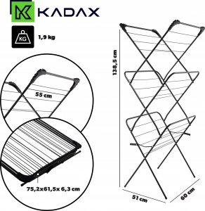 Suszarka na pranie Kadax KADAX Suszarka Na Pranie Stojąca Pionowa Składana 3