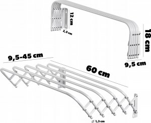 Suszarka na pranie Kadax KADAX Suszarka Na Pranie Ścienna Harmonijkowa 100cm 3
