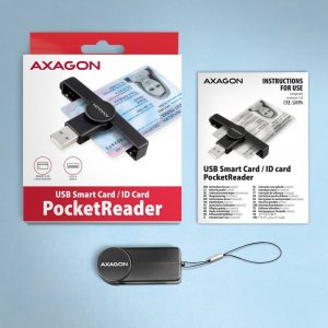 Axagon CRE-SMPA PocketReader - Składany kieszonkowy czytnik Smart Card / ID Card USB-A 6