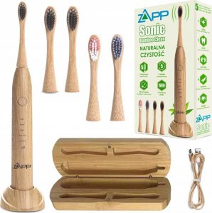 Szczoteczka ZAPP-MED Sonic Bamboo Clean + Etui + 5 końcówek Beżowa 1