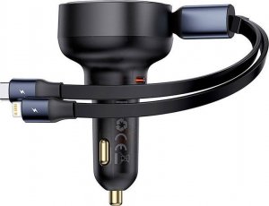 Ładowarka Baseus Ładowarka samochodowa Baseus Enjoyment USB-C z kablem USB-C i Lightning 60 W (czarna) 4