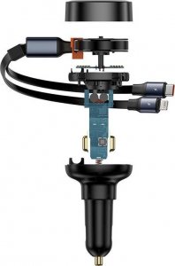 Ładowarka Baseus Ładowarka samochodowa Baseus Enjoyment USB-C z kablem USB-C i Lightning 60 W (czarna) 7