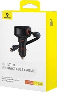 Ładowarka Baseus Ładowarka samochodowa Baseus Enjoyment USB-C z kablem USB-C i Lightning 60 W (czarna) 8