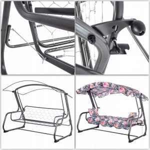 Kadax Huśtawka Ogrodowa 4-Osobowa Bujana Rozkładana 11