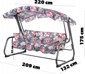 Kadax Huśtawka Ogrodowa 4-Osobowa Bujana Rozkładana 2