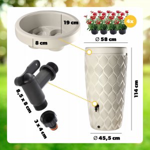 Kadax Zbiornik Na Deszczówkę 240L Wodę Pojemnik Donica 3