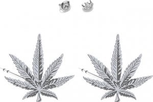 MEJK Jewellery Kolczyki Srebrne Marihuana Liść Konopi 1