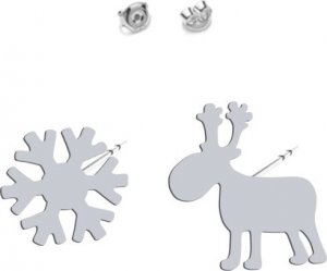 MEJK Jewellery Kolczyki Srebrne Renifer i Płatek śniegu Boże Narodzenie 1