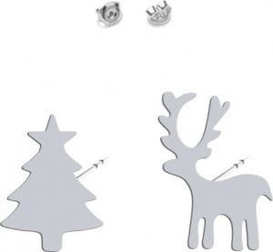 MEJK Jewellery Kolczyki Srebrne Renifer i Choinka Boże Narodzenie 1