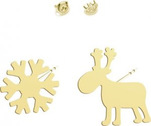 Radziszewska Jewellery Kolczyki Pozłacane Renifer i Płatek śniegu Boże Narodzenie 1