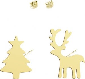 Radziszewska Jewellery Kolczyki Pozłacane Renifer i Choinka Boże Narodzenie 1