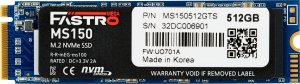 Dysk SSD MEGA Electronics Fastro MS150 512GB M.2 2280 PCI-E x4 Gen3 NVMe (MS150512GTS) 1