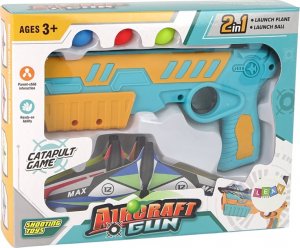 LeanToys Pistolet na Kulki Wyrzutnia Samolotów 2w1 z podajnikiem 4 Samoloty 4