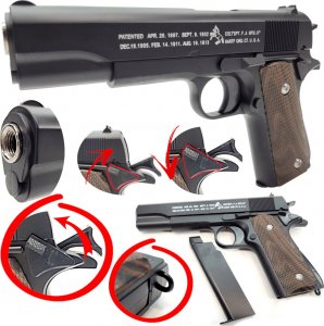 LeanToys Pistolet Metalowy Na Kulki COLT M1911 100% Metal REPLIKA ASG 1