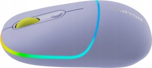 Mysz Canyon CANYON MW-22, 2 in 1 Wireless optical mouse with 4 buttons,Silent switch for right/left keys,DPI 800/1200/1600, 2 mode(BT/ 2.4GHz), 650mAh Li-poly battery,RGB backlight,Mountain lavender, cable length 0.8m, 110*62*34.2mm, 0.085kg 4