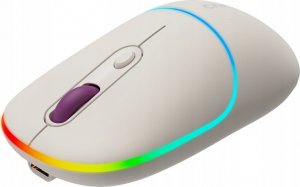 Mysz Canyon CANYON MW-22, 2 in 1 Wireless optical mouse with 4 buttons,Silent switch for right/left keys,DPI 800/1200/1600, 2 mode(BT/ 2.4GHz), 650mAh Li-poly battery,RGB backlight,Rice, cable length 0.8m, 110*62*34.2mm, 0.085kg 3