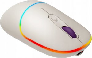 Mysz Canyon CANYON MW-22, 2 in 1 Wireless optical mouse with 4 buttons,Silent switch for right/left keys,DPI 800/1200/1600, 2 mode(BT/ 2.4GHz), 650mAh Li-poly battery,RGB backlight,Rice, cable length 0.8m, 110*62*34.2mm, 0.085kg 5
