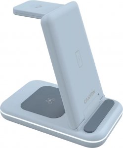 Ładowarka Canyon CANYON WS-304, Foldable 3in1 Wireless charger, with touch button for Running water light, Input 9V/2A, 12V/1.5AOutput 15W/10W/7.5W/5W, Type c to USB-A cable length 1.2m, with QC18W EU plug,132.51*75*28.58mm, 0.168Kg,Blue 4