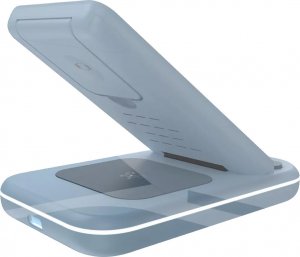 Ładowarka Canyon CANYON WS-304, Foldable 3in1 Wireless charger, with touch button for Running water light, Input 9V/2A, 12V/1.5AOutput 15W/10W/7.5W/5W, Type c to USB-A cable length 1.2m, with QC18W EU plug,132.51*75*28.58mm, 0.168Kg,Blue 5