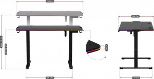 Biurko Huzaro Hero 8.2 RGB Czarne 120 cmx60 cm 14