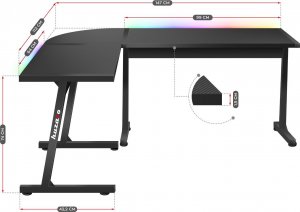 Biurko Huzaro Hero 6.0 RGB LED Czarne 147 cmx48 cm 14