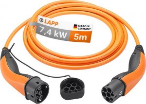 Kabel do ładowania samochodów LAPP Typu 2, do 7,4 kW, 5 m, pomarańczowy (5555934026) 1