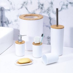 Aptel Zestaw Akcesoriów Łazienkowych zdobione Kryształkami 6 sztuk biały AG740A 2