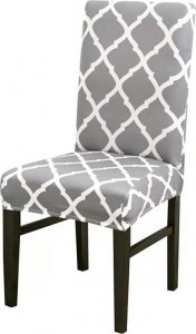Aptel Uniwersalny POKROWIEC na Krzesło wzór marokański szaro-biały AG863A 1